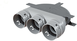 Plafondadapter aansluiting Ø123mm 3xØ75mm