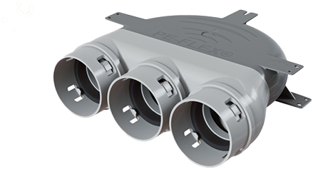 Plafondadapter aansluiting Ø125mm 3xØ75mm