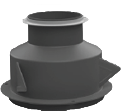 Plafondadapter ALIZE Ø125 met verloop Ø80mm, lengte 100mm ** 1959
