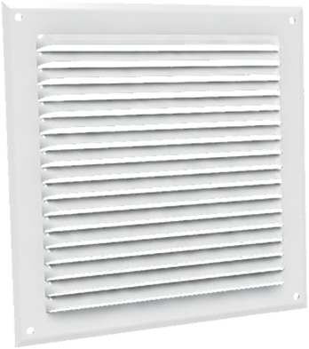GA-BL-GAM Muurrooster aluminium wit met muggengaas 100 x 100 mm
