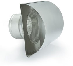 RVS aanzuig-/uitblaaskap muurmontage Ø158 mm