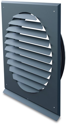 RVS Plat muurrooster toevoer/uitblaas Antraciet Ø156 mm