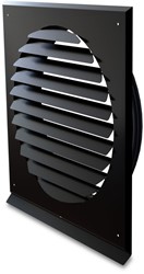 RVS Plat muurrooster toevoer/uitblaas zwart Ø156 mm