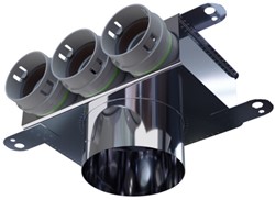 Haakse versie: 100 mm voor directe aansluiting met aantal tuiten: 3x50