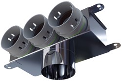 Haakse versie: 100 mm voor directe aansluiting met aantal tuiten: 3x75