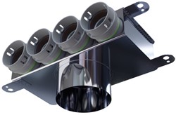 Haakse versie: 100 mm voor directe aansluiting met aantal tuiten: 4x50