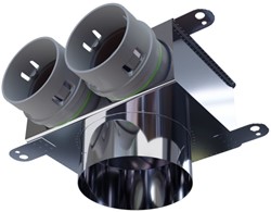 Haakse versie: 125 mm voor directe aansluiting met aantal tuiten: 2x75