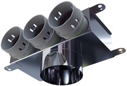 Haakse versie: 125 mm voor directe aansluiting met aantal tuiten: 3x75