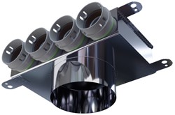Haakse versie: 125 mm voor directe aansluiting met aantal tuiten: 4x50