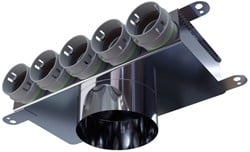 Haakse versie: 125 mm voor directe aansluiting met aantal tuiten: 5x50