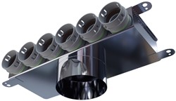 Haakse versie: 125 mm voor directe aansluiting met aantal tuiten: 6x50