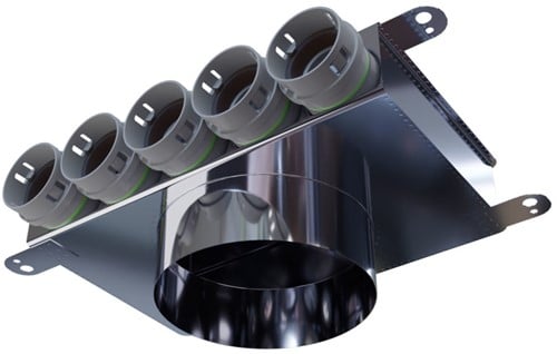 Haakse versie: 160 mm voor directe aansluiting met aantal tuiten: 5x50